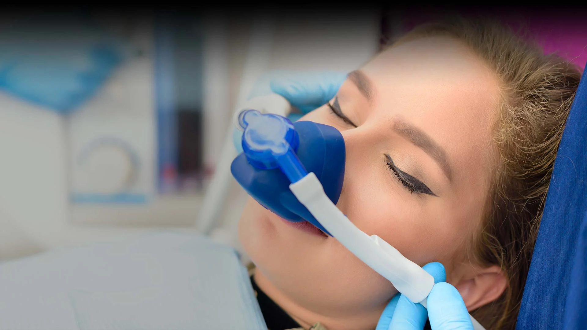 Nitrous oxide mask used for sedation dentistry. Bel Canto Dental
